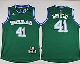 Dallas Mavericks #41 Dirk Nowitzki Green Hardwood Classics Performance Stitched NBA Jersey