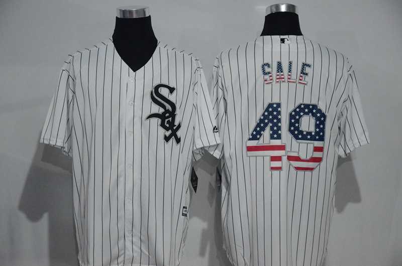 Chicago White Sox #49 Chris Sale White Pinstripe USA Flag Fashion Stitched MLB Jersey,We sell and wholesale Chicago White Sox #49 Chris Sale White Pinstripe USA Flag Fashion Stitched MLB Jersey on line form chian!
