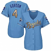 Glued Women Kansas City Royals #4 Alex Gordon Light Blue FlexBase 2015 World Series Champions Gold Program Baseball Jersey,baseball caps,new era cap wholesale,wholesale hats
