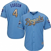 Glued Youth Kansas City Royals #4 Alex Gordon Light Blue FlexBase 2015 World Series Champions Gold Program Baseball Jersey,baseball caps,new era cap wholesale,wholesale hats