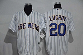 Milwaukee Brewers #20 Jonathan Lucroy White Pinstripe New Cool Base Stitched Baseball Jersey,baseball caps,new era cap wholesale,wholesale hats