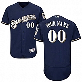 Milwaukee Brewers Customized Majestic Flexbase Collection Stitched Baseball WEM Jersey - Navy Blue,baseball caps,new era cap wholesale,wholesale hats