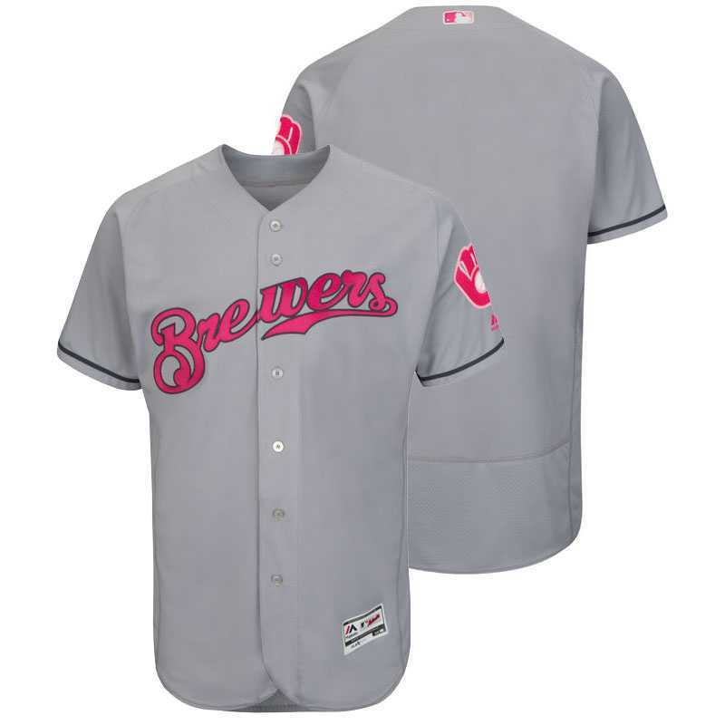 Milwaukee Brewers Customized Men's Gray Road 2016 Mother's Day Flexbase Collection Stitched Baseball Jersey,We sell and wholesale Milwaukee Brewers Customized Men's Gray Road 2016 Mother's Day Flexbase Collection Stitched Baseball Jersey on line form chian!