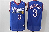Philadelphia 76ers #3 Allen Iverson Blue Swingman Throwback Stitched NBA Jersey,baseball caps,new era cap wholesale,wholesale hats