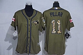 Women Toronto Blue Jays #11 Kevin Pillar Green Salute to Service Stitched Baseball Jersey,baseball caps,new era cap wholesale,wholesale hats