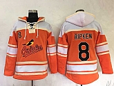Baltimore Orioles #8 Cal Ripken Orange Sawyer Hooded Sweatshirt Baseball Hoodie