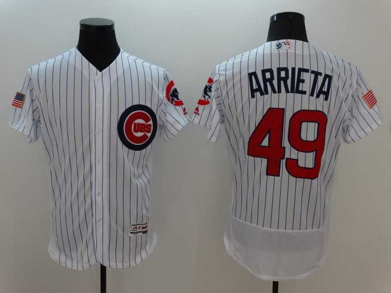 Chicago Cubs #49 Jake Arrieta White Strip USA Independence Day 2016 Flexbase Collection Stitched Baseball Jersey,We sell and wholesale Chicago Cubs #49 Jake Arrieta White Strip USA Independence Day 2016 Flexbase Collection Stitched Baseball Jersey on line form chian!
