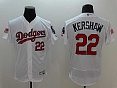 Los Angeles Dodgers #22 Clayton Kershaw White USA Independence Day 2016 Flexbase Collection Stitched Baseball Jersey