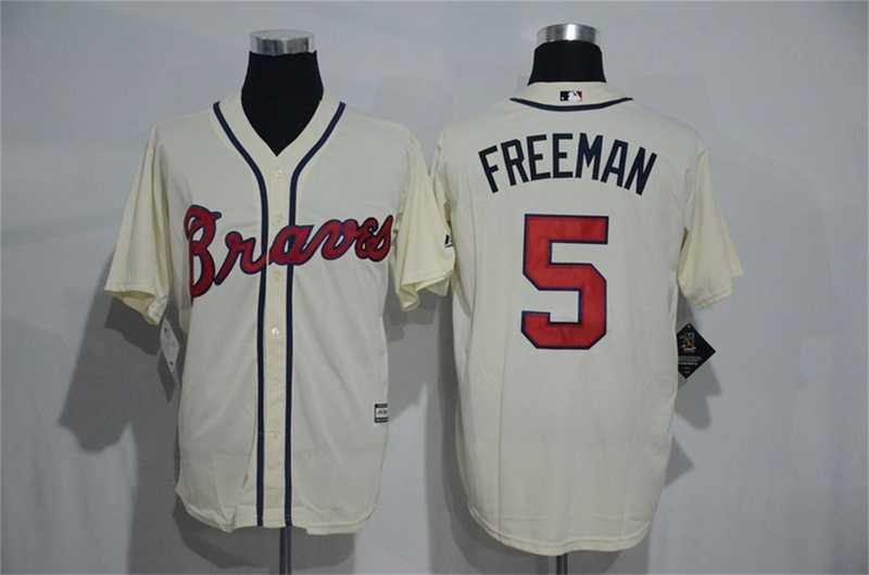 Atlanta Braves #5 Freddie Freeman Cream New Cool Base Stitched Baseball Jersey,We sell and wholesale Atlanta Braves #5 Freddie Freeman Cream New Cool Base Stitched Baseball Jersey on line form chian!