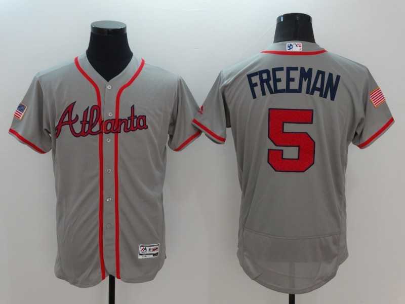 Atlanta Braves #5 Freddie Freeman Gray USA Independence Day 2016 Flexbase Collection Stitched Jersey,We sell and wholesale Atlanta Braves #5 Freddie Freeman Gray USA Independence Day 2016 Flexbase Collection Stitched Jersey on line form chian!