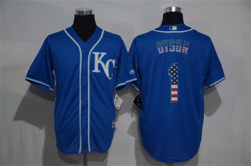 Kansas City Royals #1 Jarrod Dyson Blue USA Flag Fashion Stitched Baseball Jersey,We sell and wholesale Kansas City Royals #1 Jarrod Dyson Blue USA Flag Fashion Stitched Baseball Jersey on line form chian!