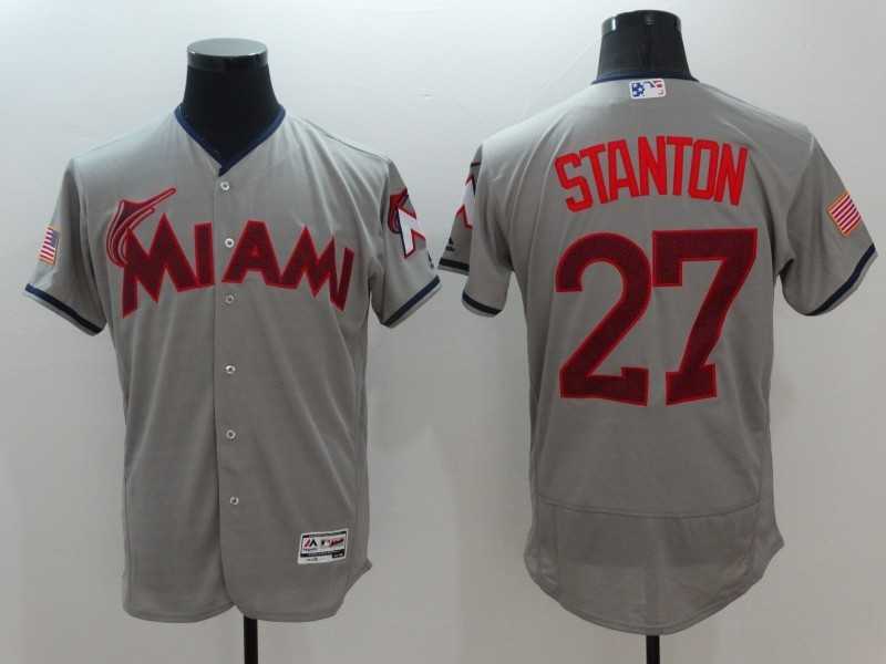 Miami Marlins #27 Giancarlo Stanton Gray USA Independence Day 2016 Flexbase Collection Stitched Jersey,We sell and wholesale Miami Marlins #27 Giancarlo Stanton Gray USA Independence Day 2016 Flexbase Collection Stitched Jersey on line form chian!