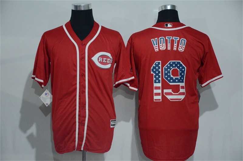 Cincinnati Reds #19 Joey Votto Red USA Flag Fashion Stitched Baseball Jersey,We sell and wholesale Cincinnati Reds #19 Joey Votto Red USA Flag Fashion Stitched Baseball Jersey on line form chian!