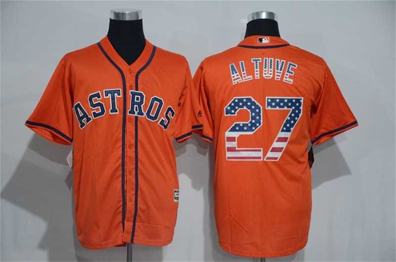 Houston Astros #27 Jose Altuve Orange USA Flag Fashion Stitched Baseball Jersey,We sell and wholesale Houston Astros #27 Jose Altuve Orange USA Flag Fashion Stitched Baseball Jersey on line form chian!