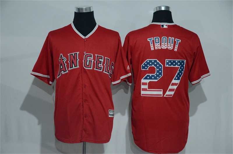 Los Angeles Angels of Anaheim #27 Mike Trout Red USA Flag Fashion Stitched Baseball Jersey,We sell and wholesale Los Angeles Angels of Anaheim #27 Mike Trout Red USA Flag Fashion Stitched Baseball Jersey on line form chian!