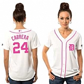 Women Detroit Tigers #24 Miguel Cabrera White Home 2016 Mother's Day Flex Base Stitched Jersey Jiasu,baseball caps,new era cap wholesale,wholesale hats