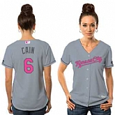 Women Kansas City Royals #6 Lorenzo Cain Gray Road 2016 Mother's Day Flexbase Collection Jersey Jiasu,baseball caps,new era cap wholesale,wholesale hats
