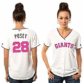 Women San Francisco Giants #28 Buster Posey White 2016 Mother's Day Flexbase Collection Stitched Baseball Jersey Jiasu,baseball caps,new era cap wholesale,wholesale hats