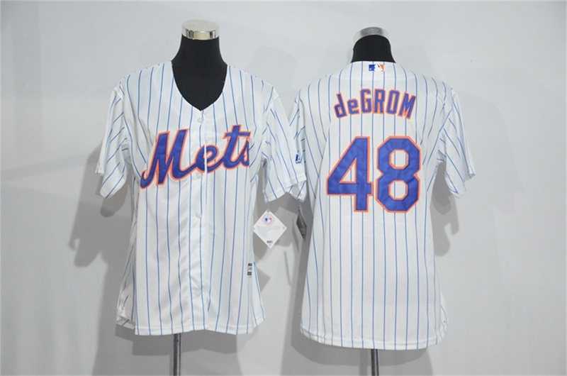 Women New York Mets #48 Jacob deGrom White Pinstripe New Cool Base Stitched Jersey,We sell and wholesale Women New York Mets #48 Jacob deGrom White Pinstripe New Cool Base Stitched Jersey on line form chian!