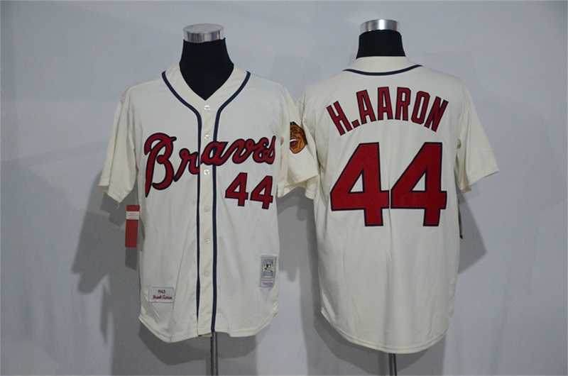 Atlanta Braves #44 Hank Aaron Mitchell And Ness Cream Stitched Baseball Jersey,We sell and wholesale Atlanta Braves #44 Hank Aaron Mitchell And Ness Cream Stitched Baseball Jersey on line form chian!