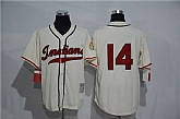 Cleveland Indians #14 Larry Doby (No Name) Mitchell And Ness Cream Stitched Baseball Jersey,baseball caps,new era cap wholesale,wholesale hats