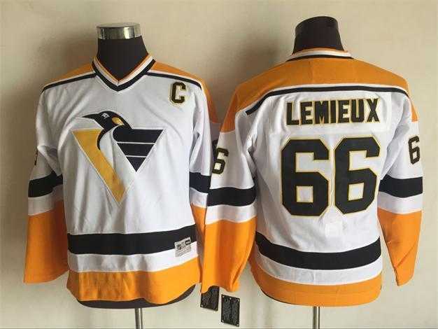 Youth Pittsburgh Penguins #66 Mario Lemieux White-Yellow CCM Throwback Stitched NHL Jersey,We sell and wholesale Youth Pittsburgh Penguins #66 Mario Lemieux White-Yellow CCM Throwback Stitched NHL Jersey on line form chian!
