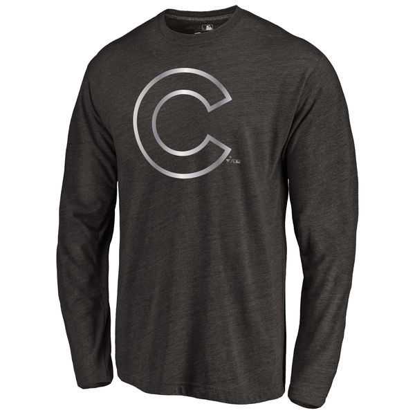 Men's Chicago Cubs Platinum Collection Long Sleeve Tri-Blend T-Shirt LanTian - Black,We sell and wholesale Men's Chicago Cubs Platinum Collection Long Sleeve Tri-Blend T-Shirt LanTian - Black on line form chian!