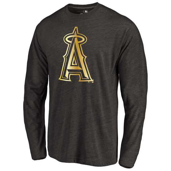 Men's Los Angeles Angels of Anaheim Gold Collection Long Sleeve Tri-Blend T-Shirt LanTian - Black,We sell and wholesale Men's Los Angeles Angels of Anaheim Gold Collection Long Sleeve Tri-Blend T-Shirt LanTian - Black on line form chian!