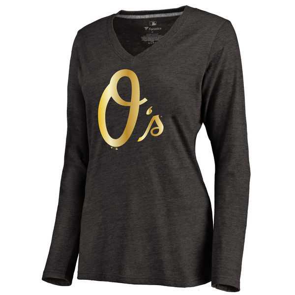 Women Baltimore Orioles Gold Collection Long Sleeve Tri-Blend T-Shirt LanTian - Black,We sell and wholesale Women Baltimore Orioles Gold Collection Long Sleeve Tri-Blend T-Shirt LanTian - Black on line form chian!