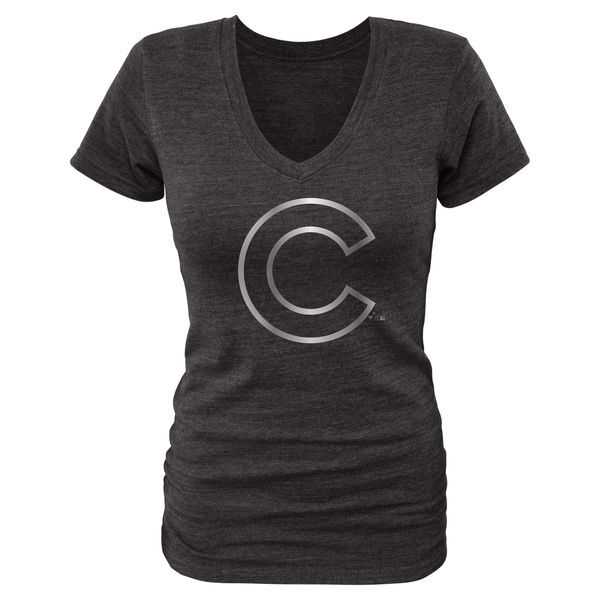Women Chicago Cubs Fanatics Apparel Platinum Collection Tri-Blend T-Shirt LanTian - Black,We sell and wholesale Women Chicago Cubs Fanatics Apparel Platinum Collection Tri-Blend T-Shirt LanTian - Black on line form chian!