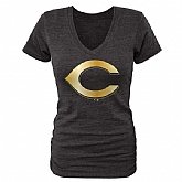 Women Cincinnati Reds Fanatics Apparel Gold Collection Tri-Blend T-Shirt LanTian - Black,baseball caps,new era cap wholesale,wholesale hats
