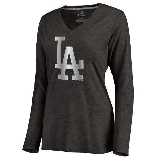 Women Los Angeles Dodgers Platinum Collection Long Sleeve Tri-Blend T-Shirt LanTian - Black,We sell and wholesale Women Los Angeles Dodgers Platinum Collection Long Sleeve Tri-Blend T-Shirt LanTian - Black on line form chian!