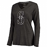 Women Seattle Mariners Platinum Collection Long Sleeve Tri-Blend T-Shirt LanTian - Black,baseball caps,new era cap wholesale,wholesale hats