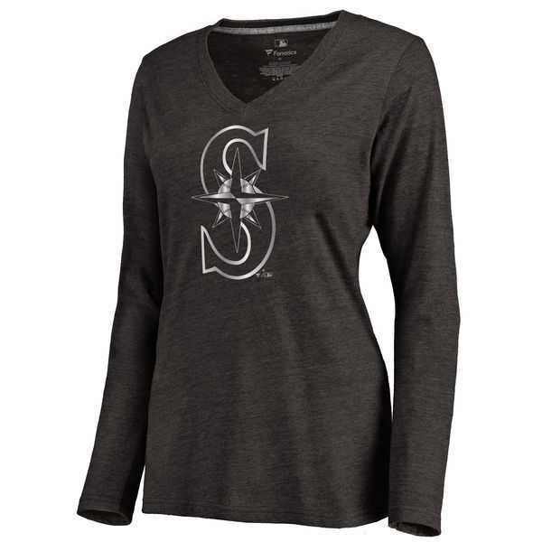 Women Seattle Mariners Platinum Collection Long Sleeve Tri-Blend T-Shirt LanTian - Black,We sell and wholesale Women Seattle Mariners Platinum Collection Long Sleeve Tri-Blend T-Shirt LanTian - Black on line form chian!