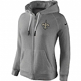 WOMEN NEW ORLEANS SAINTS GRAY STADIUM RALLY FULL ZIP HOODIE - LanTian,baseball caps,new era cap wholesale,wholesale hats