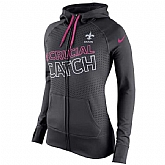 WOMEN NEW ORLEANS SAINTS NIKE CHARCOAL BREAST CANCER AWARENESS KO FULL-ZIP PERFORMANCE HOODIE - LanTian,baseball caps,new era cap wholesale,wholesale hats
