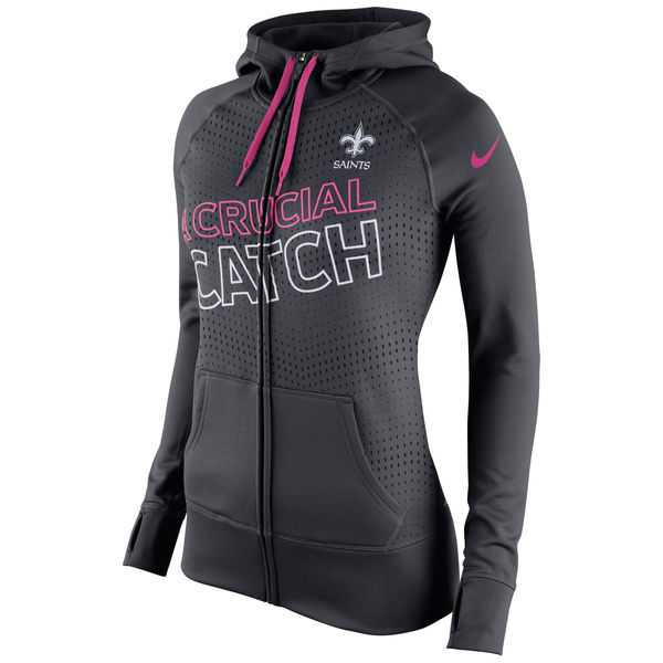 WOMEN NEW ORLEANS SAINTS NIKE CHARCOAL BREAST CANCER AWARENESS KO FULL-ZIP PERFORMANCE HOODIE - LanTian,We sell and wholesale WOMEN NEW ORLEANS SAINTS NIKE CHARCOAL BREAST CANCER AWARENESS KO FULL-ZIP PERFORMANCE HOODIE - LanTian on line form chian!