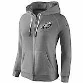 WOMEN PHILADELPHIA EAGLES GRAY STADIUM RALLY FULL ZIP HOODIE - LanTian,baseball caps,new era cap wholesale,wholesale hats