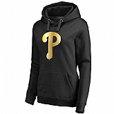 Women Philadelphia Phillies Gold Collection Pullover Hoodie LanTian - Black,baseball caps,new era cap wholesale,wholesale hats