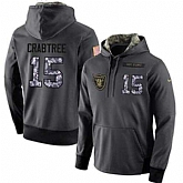 Glued Nike Oakland Raiders #15 Michael Crabtree Men's Anthracite Salute to Service Player Performance Hoodie,baseball caps,new era cap wholesale,wholesale hats