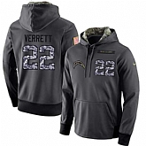Glued Nike San Diego Chargers #22 Jason Verrett Men's Anthracite Salute to Service Player Performance Hoodie,baseball caps,new era cap wholesale,wholesale hats
