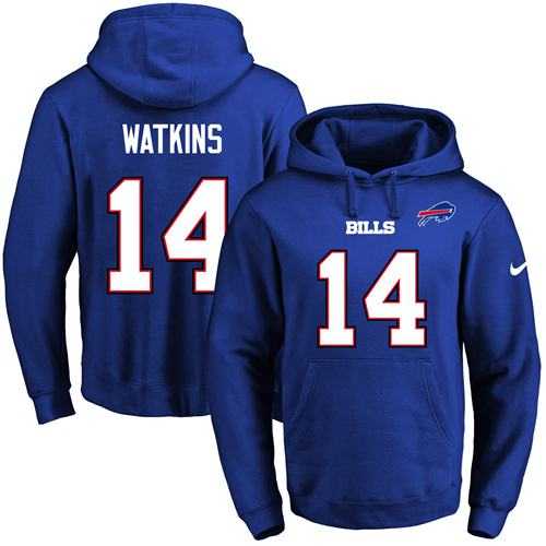 Printed Nike Buffalo Bills #14 Sammy Watkins Blue Name & Number Men's Pullover Hoodie,We sell and wholesale Printed Nike Buffalo Bills #14 Sammy Watkins Blue Name & Number Men's Pullover Hoodie on line form chian!