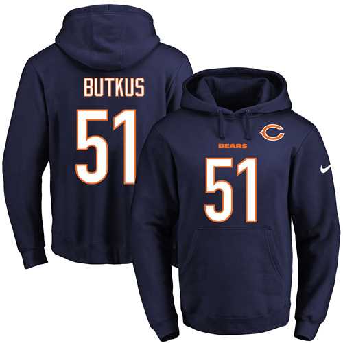Printed Nike Chicago Bears #51 Dick Butkus Navy Name & Number Men's Pullover Hoodie,We sell and wholesale Printed Nike Chicago Bears #51 Dick Butkus Navy Name & Number Men's Pullover Hoodie on line form chian!