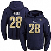 Printed Nike Los Angeles Rams #28 Marshall Faulk Navy Name & Number Men's Pullover Hoodie,baseball caps,new era cap wholesale,wholesale hats