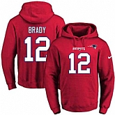 Printed Nike New England Patriots #12 Tom Brady Red Name & Number Men's Pullover Hoodie