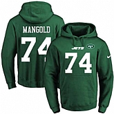 Printed Nike New York Jets #74 Nick Mangold Green Name & Number Men's Pullover Hoodie