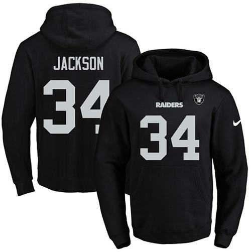 Printed Nike Oakland Raiders #34 Bo Jackson Black Name & Number Men's Pullover Hoodie,We sell and wholesale Printed Nike Oakland Raiders #34 Bo Jackson Black Name & Number Men's Pullover Hoodie on line form chian!
