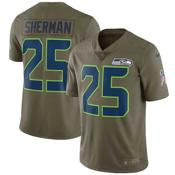 Youth Nike Seattle Seahawks #25 Richard Sherman Olive Salute To Service Limited Jersey,We sell and wholesale Youth Nike Seattle Seahawks #25 Richard Sherman Olive Salute To Service Limited Jersey on line form chian!