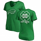 Customized Women's Buffalo Bills NFL Pro Line by Fanatics Branded Kelly Green St. Patrick's Day Personalized Name & Number Slim Fit V Neck T-Shirt,baseball caps,new era cap wholesale,wholesale hats