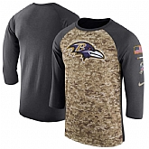 Men's Baltimore Ravens Nike Camo Anthracite Salute to Service Sideline Legend Performance Three-Quarter Sleeve T-Shirt 90Hou,baseball caps,new era cap wholesale,wholesale hats